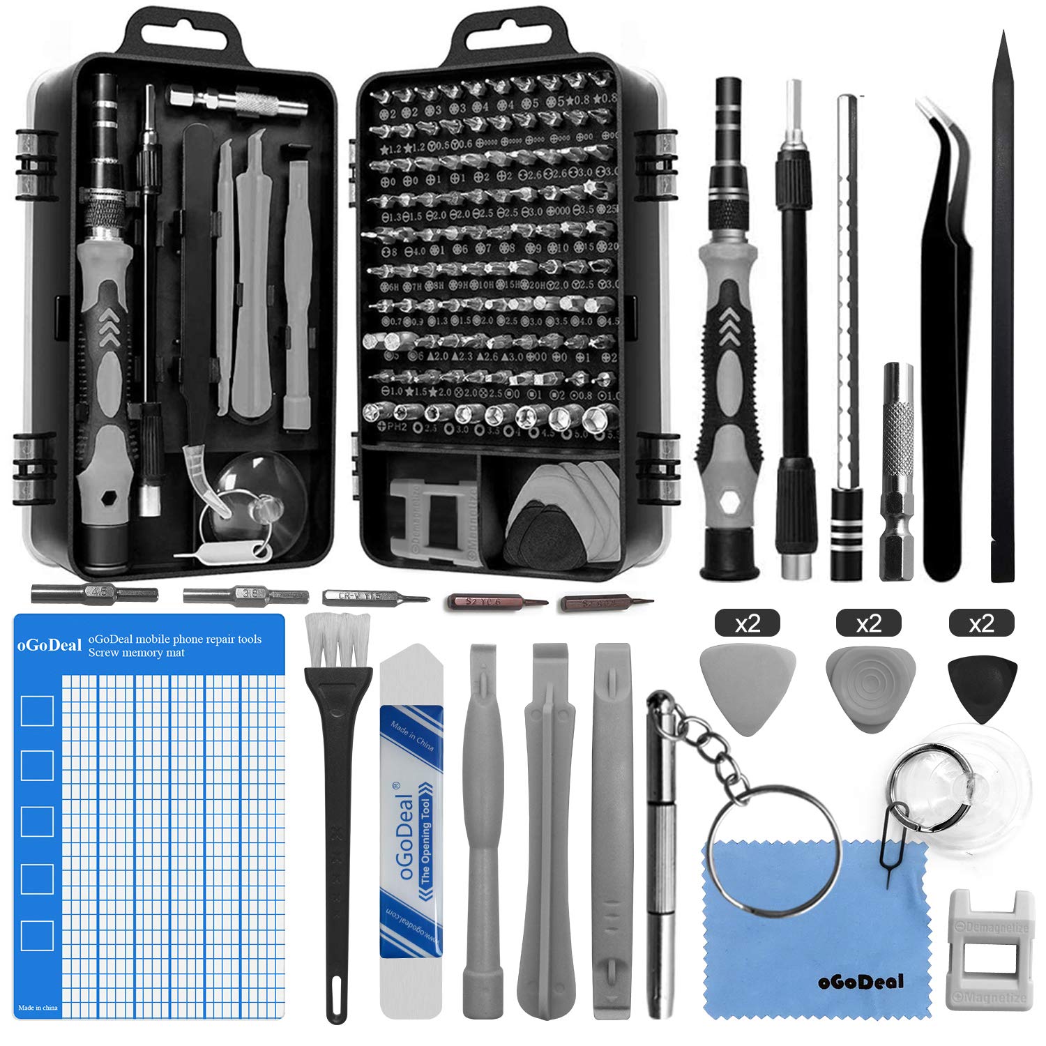 oGoDeal DIY Tool kit Precision Screwdriver Set 127 in 1 Pry Hand Tools for Fixing Computer,Mobile Phone,PC Laptop,Tablet,iPad,Watch, Jewelry, Eyeglasses,PS3,PS4,Xbox Repair Kit(Gray)