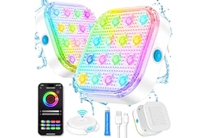 Purheme LED Pool Light, Rechargeable Smart Magnetic Underwater Light with APP Control, Dimmable IP68 Waterproof 12V Nicheless Light for Aboveground/Inground Pools, Pool Pond Decoration (2 Pack)