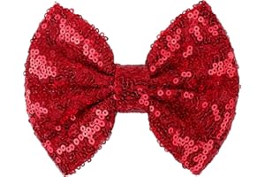 Lanmerry Hair Clip with 5 inches Sequins Large Bow for Girls Toddler Hair Accessories Women Teens Babies Gifts - Red
