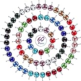 Hicarer 60 Pcs Crystal Birthstone Charms Beads 12 Colors Round Crystal Charm with Rings for Handmade Making Jewelry Pendants Necklace Bracelet Earrings, 6 mm