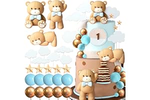 Luxury Blue Bear Cake Decoration Blue Gold Balls Cake Topper Bears Cake Cake Decoration Birthday