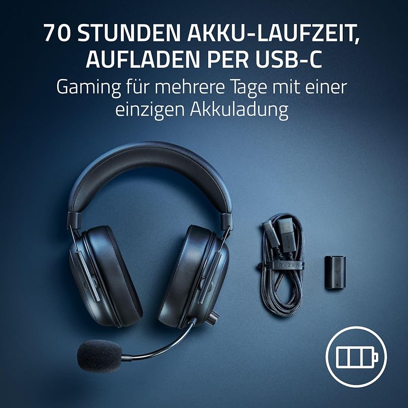 BlackShark V2 HyperSpeed für PC - Kabelloses ultra leichtes E-Sport Gaming-Headset (280g, HyperClear Super-Breitband-Mik, TriForce Titanium 50-mm-Treiber, Bluetooth) Schwarz