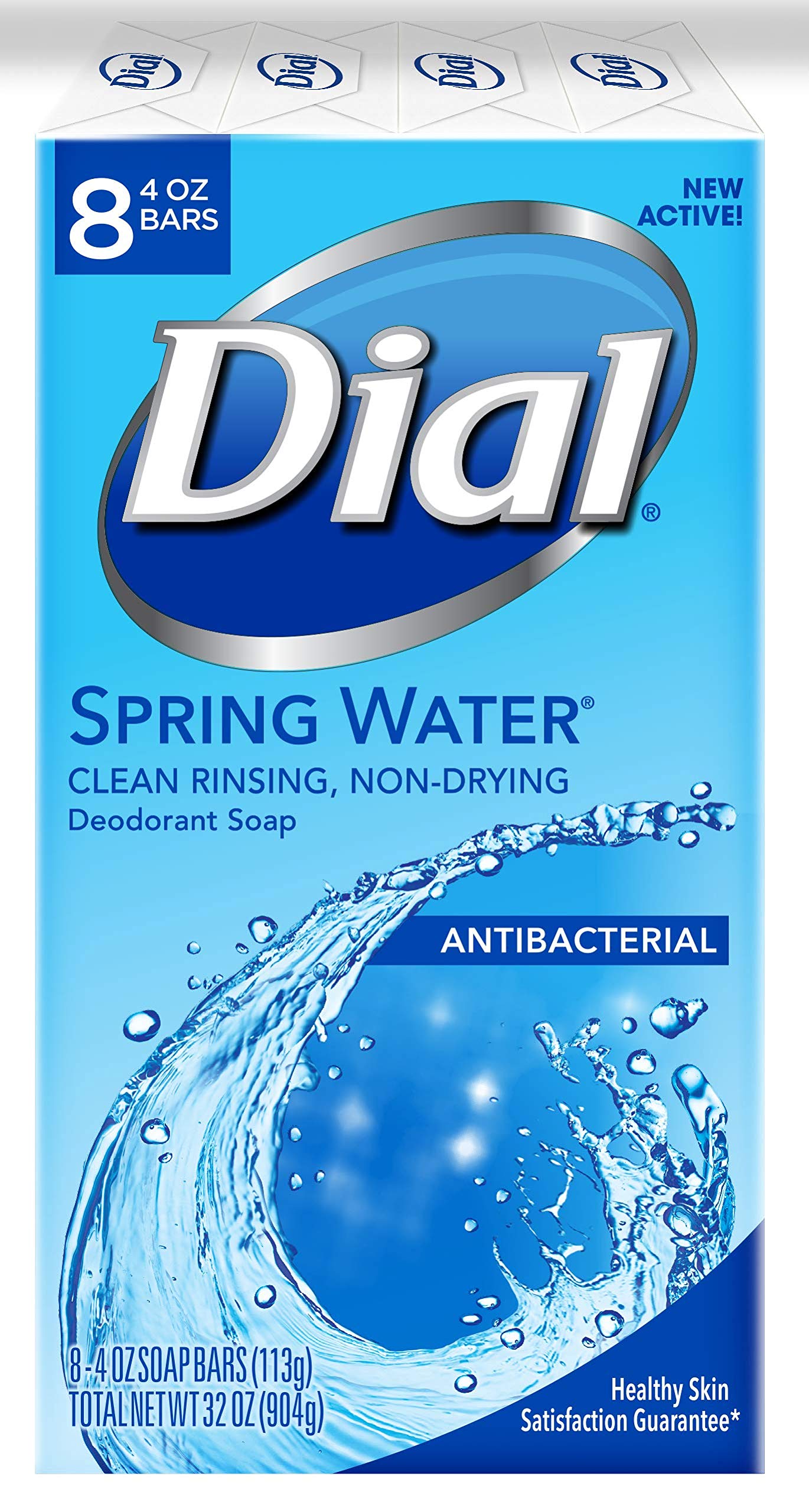 Dial Complete Antibacterial Bar Soap, Spring Water, 4 Ounce (Pack of 8)
