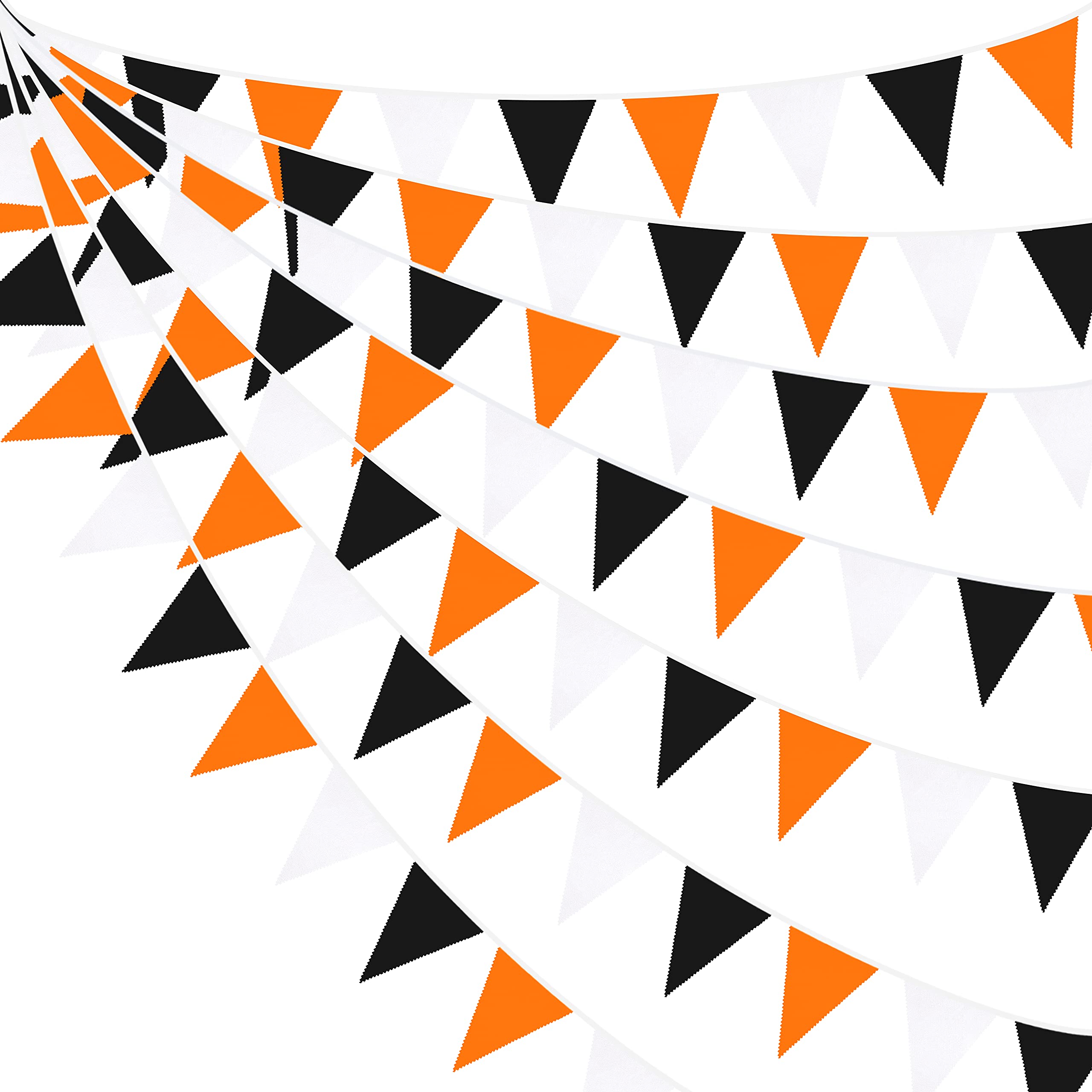 32.8Ft Orange Black White Fabric Bunting Banner Graduation Party Decorations Triangle Flag Garland Pennant for 2023 Halloween Thanksgiving Birthday Wedding Home Nursery Outdoor Garden Hanging Decor