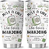 CVROY Mahjong Gifts for Women Tumbler 20OZ 1PC, Mahjong Accessories for Her Girls, Mah Jongg Gift, Mah-jong Themed Party Decoration, Christmas Birthday Present Cup for Mah Jongg Lover