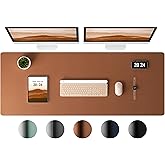 Aothia Leather Desk Pad Protector - Large Mouse Pad, Office Mat, Non-Slip PU Leather Blotter, Laptop Desk Pad, Waterproof Writing Pad for Office and Home (Brown, 38" x 13.7")
