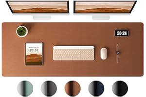 Aothia Leather Desk Pad Protector - Large Mouse Pad, Office Mat, Non-Slip PU Leather Blotter, Laptop Desk Pad, Waterproof Writing Pad for Office and Home (Brown, 38" x 13.7")