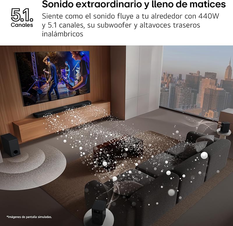 DS60TR - Barra de Sonido, Bluetooth, 440W, Negro