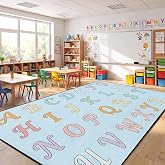 Frienda 13 x7.5 ft Large Classroom Rug Elementary Alphabet Rug Low | Pile Non Slip Carpet Soft Carpet Washable Educational Ru