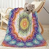 Duduho Mandala Peacock Feather Pattern Baby Blanket Ultra Soft Throw Blanket All Season Warm Light Weight Cozy Plush Blankets for Home Bedroom Sofa Chair Travel, 40"X30"
