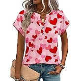 Zeagoo Women Tops Summer Short Sleeve T Shirts V Neck Dressy Casual Work Blouses Fashion Boho Clothes S-3XL
