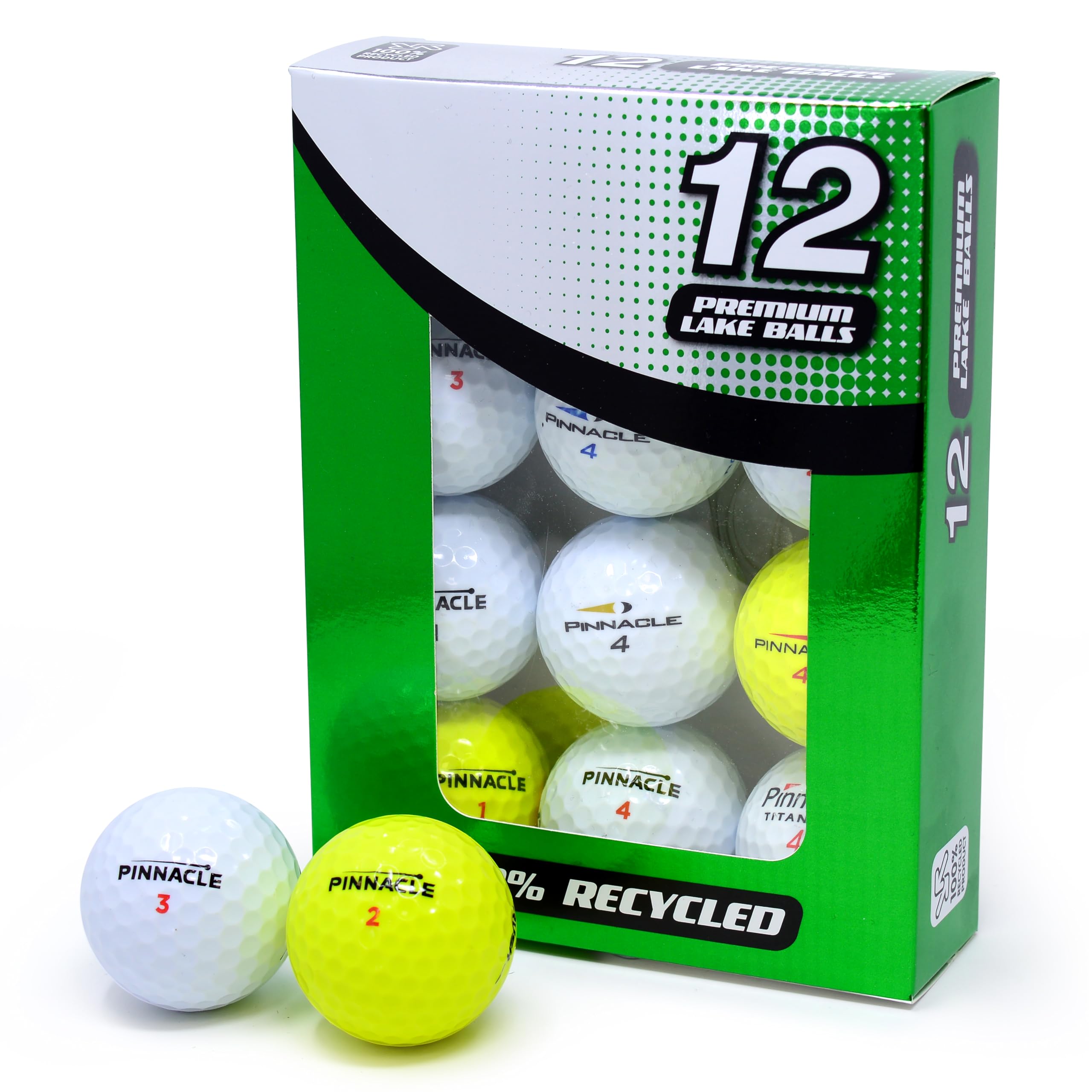 Second Chance Pinnacle Grade A Used Golf Balls - 12 Pack | Recycled Pinnacle Lake Golf Balls Lake Balls | Mixed Pinnacle Golf Balls for Exceptional Performance