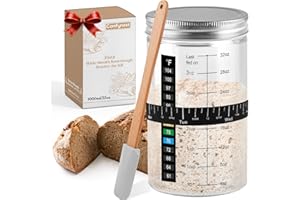 Comfynest 35oz/1000ml Sourdough Starter Jar, Sourdough Starter Kit with Date Marked Feeding Band, Thermometer, Cloth Cover & Metal Lid, Reusable Sourdough Bread Baking Supplies, Home Baking Supplies