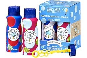 Sustainable Bubble Tree Original Refillable Bubble System Aluminum Bottles (4 Pack of Bubble Solution Made in The USA)