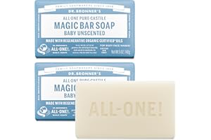 Dr. Bronner's Pure-Castile Baby Unscented Magic Bar Soaps - Made with Regenerative Organic Certified Oils - For Face, Hand, Hair Gentle on Sensitive Skin - Soap Bars for Men & Women - 2 Pack, 5 oz