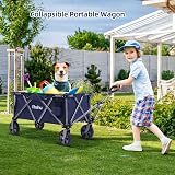 Ohuhu Folding Trolley Wagon 180kg Capacity Heavy Duty Camping Cart Blue view 2