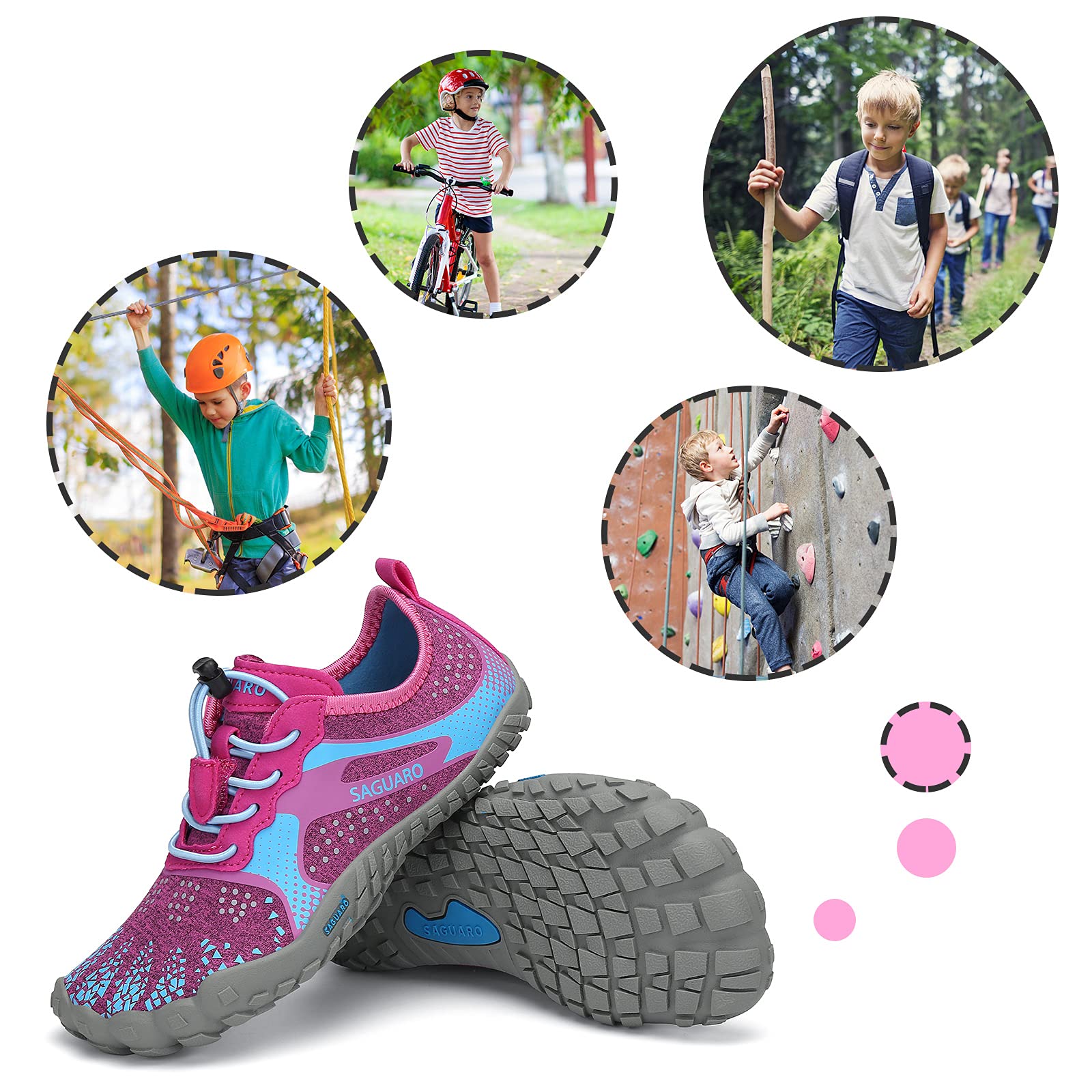 SAGUARO Mädchen Kinderschuhe rutschfest Wasserschuhe Kinder Schnell Trocknend Outdoorschuhe Baby Wandern Laufen Surfen Pink Gr.31 7