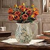 Green and Beige Vintage Vase with Handle, Rustic Ice Glazed Crack Pitcher Ceramic Vase,Farmhouse Vases for Home Decor,Living Room, Dining Room, Office, Bookshelf,Table Centerpiece(H6.3 Inch)