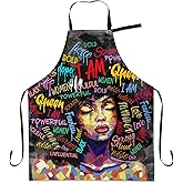 Aprons For Women With Pockets African Art Apron Black Girl Kitchen Adjustable Aprons For Women Waterproof Oil Proof 33x28in