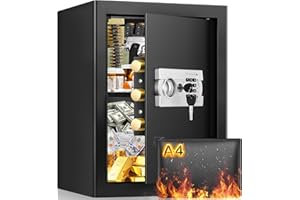 GHJGAGE 2.5 Cubic Fire Proof Safe Boxes for HOME Use, Digital Security Safe Box with Fireproof Document Bag and Combination Lock, Personal Safe for Money Firearm Medicine Money Jewelry Important Documents