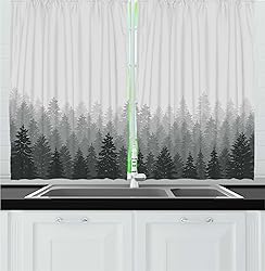 Ambesonne Forest Kitchen Curtains, Wilderness