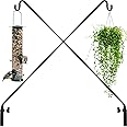 Gray Bunny Extended Bird Feeder Pole, 49” 2 Pack, Deck Bird Feeder Hook Wall Mounted, Heavy Duty Hanger, Deck Hook for Plants, Suet Baskets - Rust Proof & Adjustable (Black)