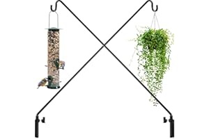 Gray Bunny Extended Bird Feeder Pole, 49” 2 Pack, Deck Bird Feeder Hook Wall Mounted, Heavy Duty Hanger, Deck Hook for Plants, Suet Baskets - Rust Proof & Adjustable (Black)