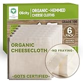 Organic Cheese Cloths, GOTS Certified,6Pack,20x20Inch Reusable Cheese Cloth | 100% Cotton Grade 100 Hemmed Unbleached Fabric