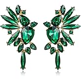 EVER FAITH Vintage Rhinestone Statement Earrings, Fashion Bling Colorful Marquise Drop Crystal Cluster Dangle Pierced Earrings for Women