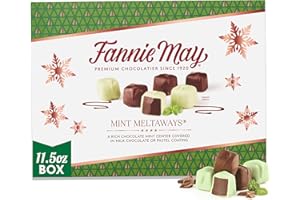 Fannie May Mint Meltaway, Mint Chocolate Candy with Milk Chocolate Pastel Coating, Holiday Chocolate Gift Box, 11.5 oz