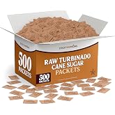 Bulk Sugar Packets, 500 Count - Individual Servings of Turbinado Sugar Packets for Coffee &amp; Tea, Granulated Brown Raw Sugar Packs Great for Restaurants, Coffee Shops, Offices, and More
