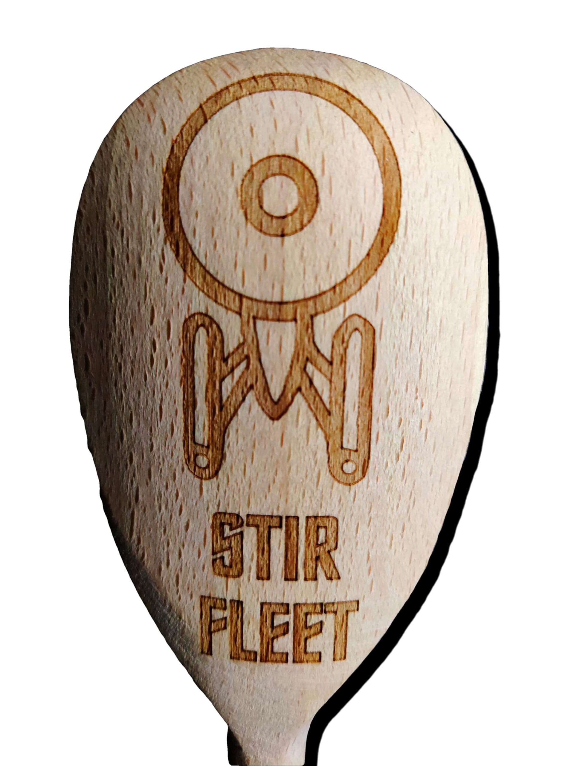 Pack of 2 Stir Fleet Spoons Space Inspired Wooden Baking Spoon Wood Cooking Present Fan Gift