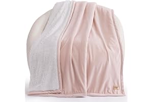 UGG Bliss Throw Blanket Plush Soft Fleece Fluffy Blankets for Bed or Couch Oversized Warm Reversible Machine Washable Medium Weight Home Decor Giftable Throw, 50-inch x 70-inch, Quartz Pink