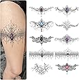 Roarhowl Lace Tattoos, Large Sexy Temporary Tattoo Set, Temporary Tattoos For Women, Belly Back Waist Thigh Body Art Fake Tattoos (Set 3)