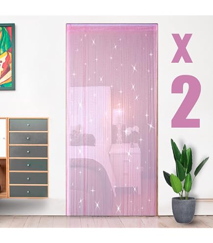 Rideau De Porte En Perles Frangé 100x200cm - Diviseur De Pièce Avec Rose Amovible | Décoration Bohème, Salle De Bain