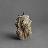 LAWA Cascading Wave Candle - Large Beautiful Handmade Pillar Scented Soy Wax Elegant Bubble Aesthetic Candle Housewarming Gift Home Room Shelf Decor Idea Olive Beige (Small)