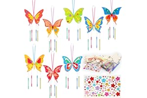 Wenqik 12 Pack Wind Chime Kit for Kids Spring Crafts for Kids Wooden Arts Make Your Own Wind Chime Ornaments DIY Coloring Craft for Spring Art Activities Favor Supplies(Butterfly)