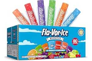 Fla-Vor-Ice Popsicle Variety Pack of 1.5 Oz Freezer Bars, Assorted Flavors, Lemon-Lime, Berry Punch, Grape, Strawberry, Orange, and Tropical Punch 80 Count