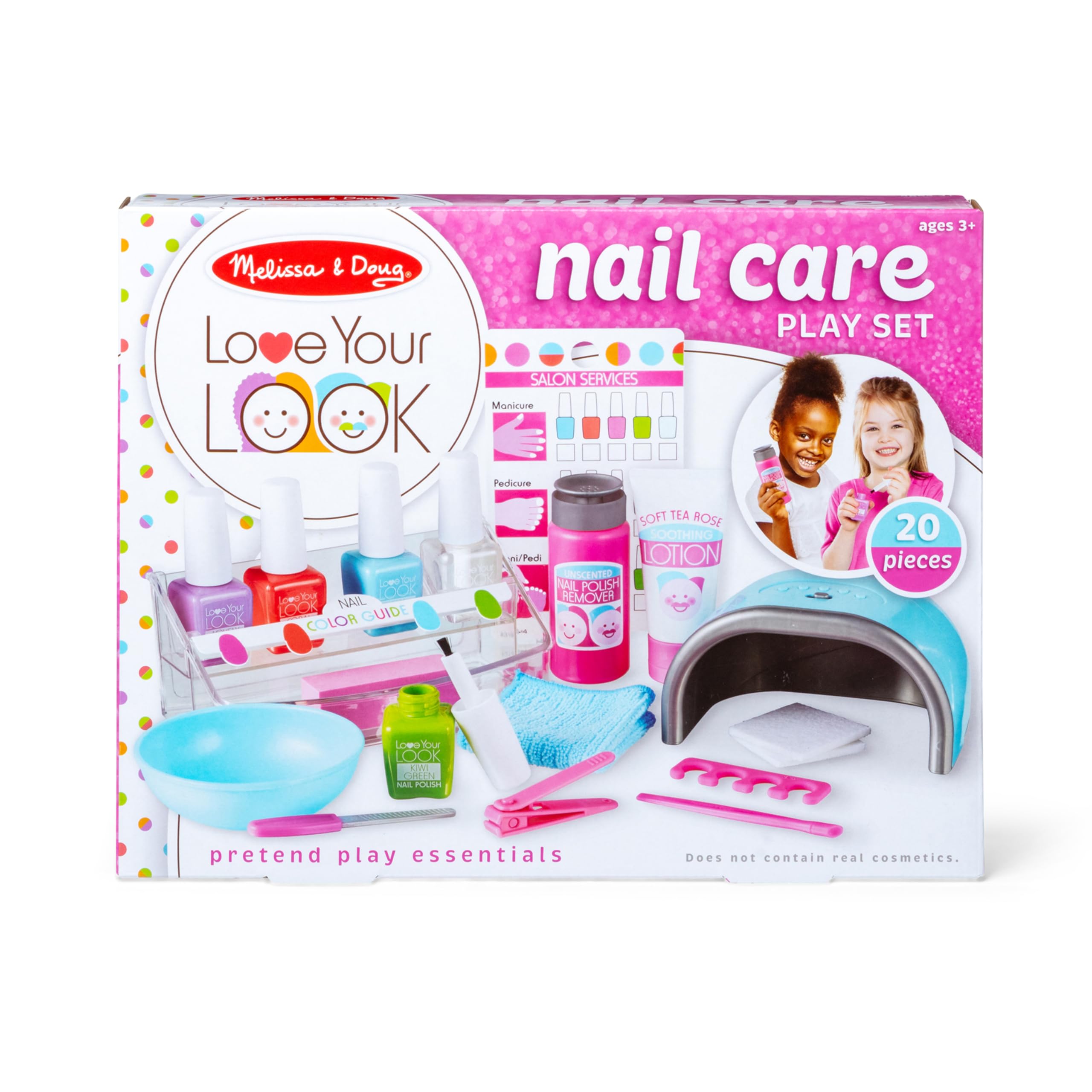 Melissa & Doug Love Your Look Pretend Nail Care Play Set – 20 Pieces for Mess-Free Play Mani-Pedis (Does NOT Contain Real Cosmetics), Pink