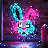 Bunny Neon Sign, Rabbit Neon Signs for Wall Decor, Dimmable Acrylic Neon Lights for Room Bedroom Game Room Club Bar Party Decorations, Perfect Gifts