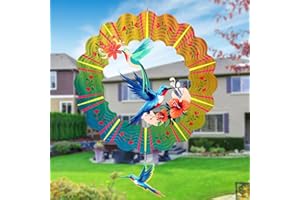 MRHEPHAESTUS Hummingbird Metal Wind Spinners, for Women Mom Grandma Wife Men, 12 inch 3D Stainless Steel Hanging Wind Spinner for Outdoor Indoor Yard Art Garden Christmas Decorations