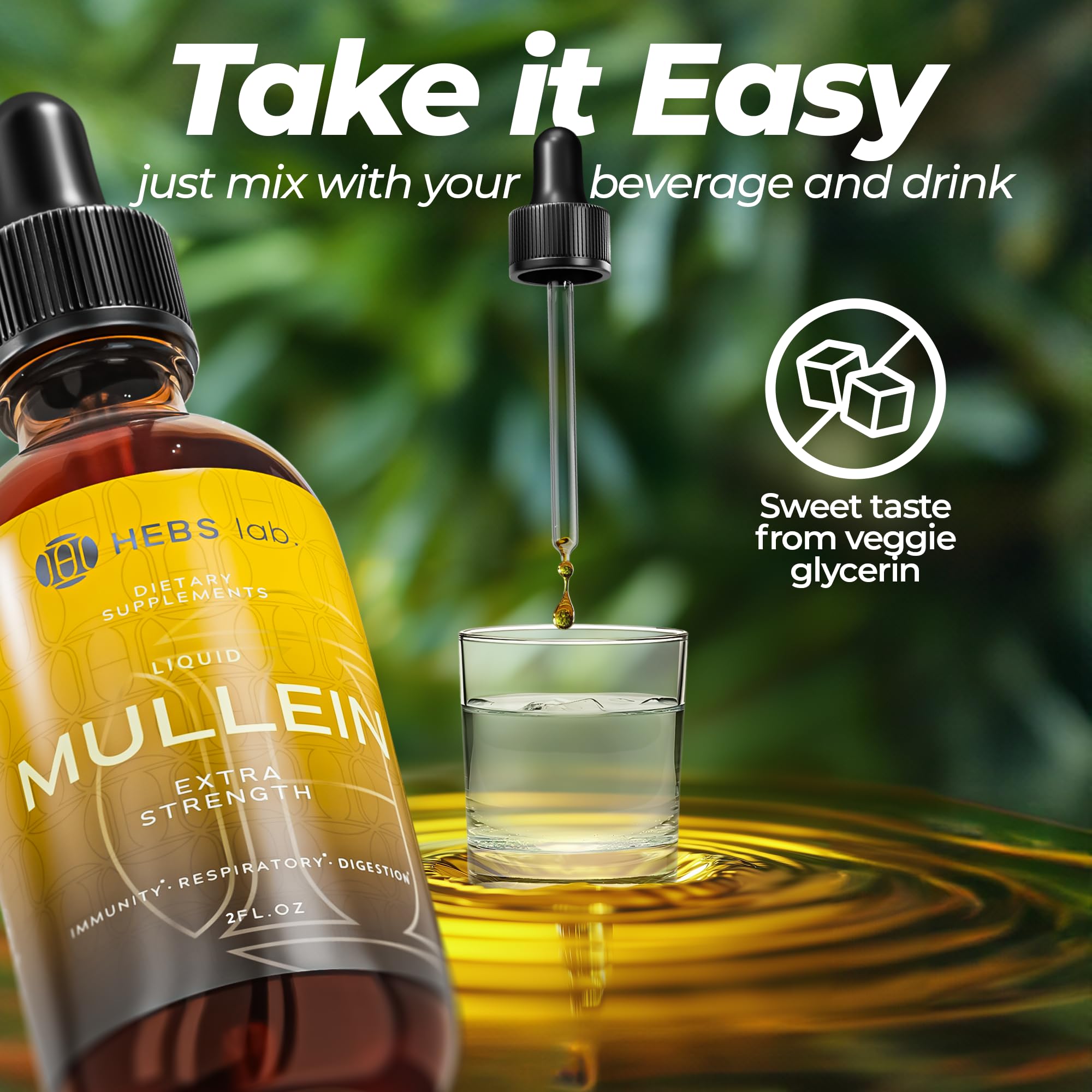 Mullein Leaf Extract for Lung Cleanse - Mullein Drops for Lung Health - Made in USA - Lung Support Supplement - Herbal Respiratory Support - Mullein Extract Tincture 2 Fl Oz