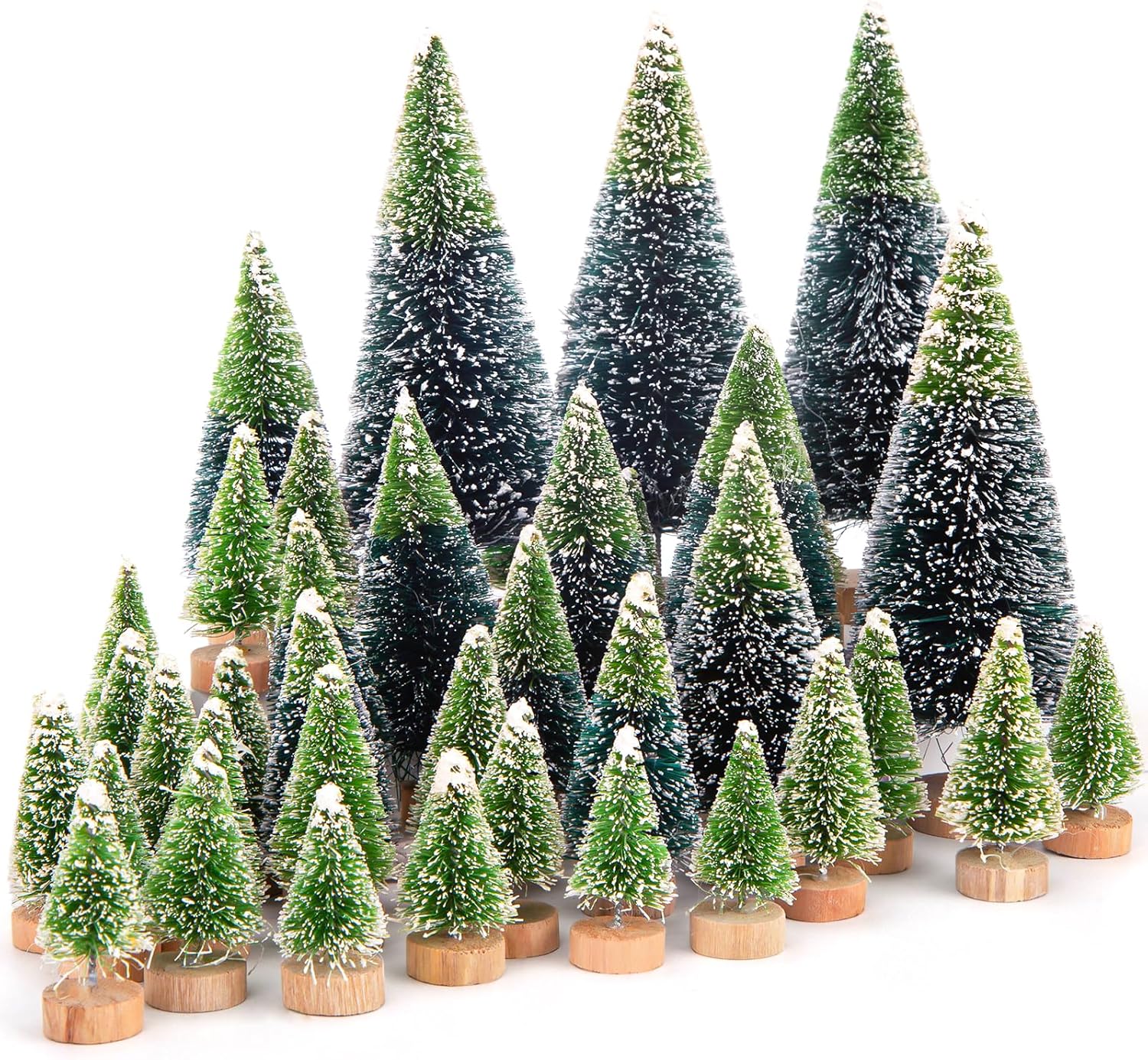 Trees - LOVEINUSA 40Pcs Mini Sisal Snow Frost Trees, Bottle Brush Trees 5 Sizes Christmas DIY Decoration Home Table Top Decoration Diorama Tree Models
