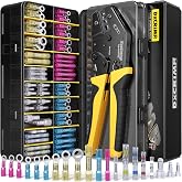 DxCRIMP Heat Shrink Crimping Tool Kit with 20 Types Terminals 24-10 AWG | Heat Shrink Connectors, 4-Cavity Smooth Jaw, Adjustable Ratchet, Quick Release, IP67 Waterproof, Auto and Marine Wiring