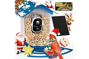 PeckCam® Smart Bird Feeder with Camera 2K HD Auto Detect & Notify, AI Identify 10000+ Birds Camera with Solar Panel 5 Perch Attachments Wireless Outdoor Birdwatching Gift for Birds Lover, Blue