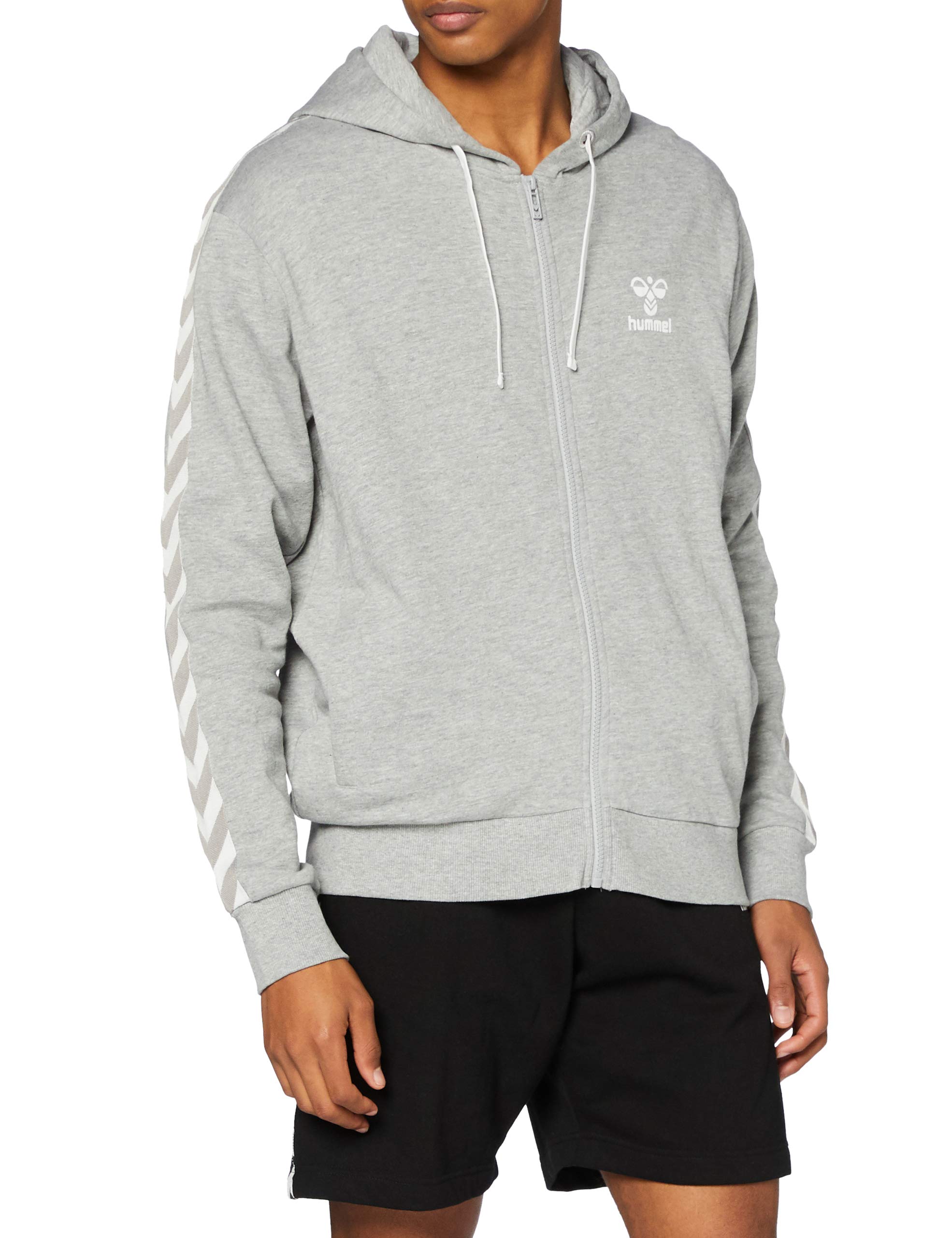 hummel Men's Classic Chevron Zip Hoodie Zip Hood Grey Melange