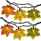 SUNSGNE 13.6FT Fall Lights Thanksgiving String Lights, 35LED Orange Yellow Green Maple Leaf String Lights for Thanksgiving Autumn Halloween Party Indoor Bedroom Home Decor