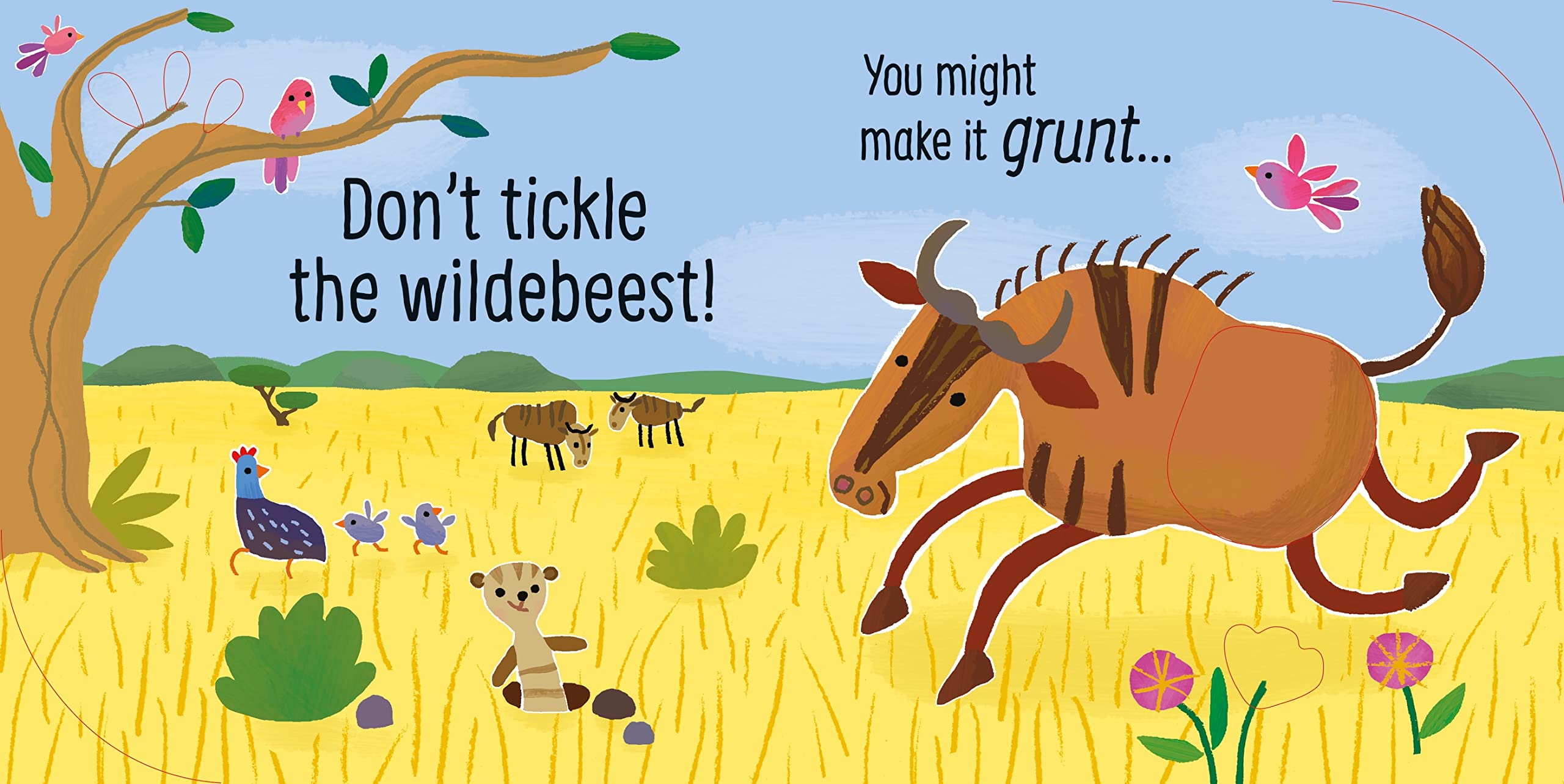 Don't Tickle the Elephant!: Interactive Touch And Feel Sensory Book with Elephant, Wildebeest and Vulture Sounds (DON'T TICKLE Touchy Feely Sound Books)
