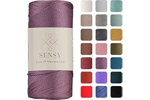S SENSY Sensy Premium 2mm 251 Yards Polyester Rope 100% Polypropylene Cord Macrame Cord 2mm Crochet Bag Cord Macrame Rope Crochet Thread Gift for Knitter (Plum)