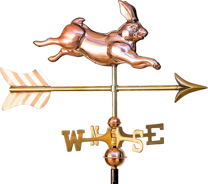East Coast Weathervanes and Cupolas Garden Rabbit Weathervane Polished Copper